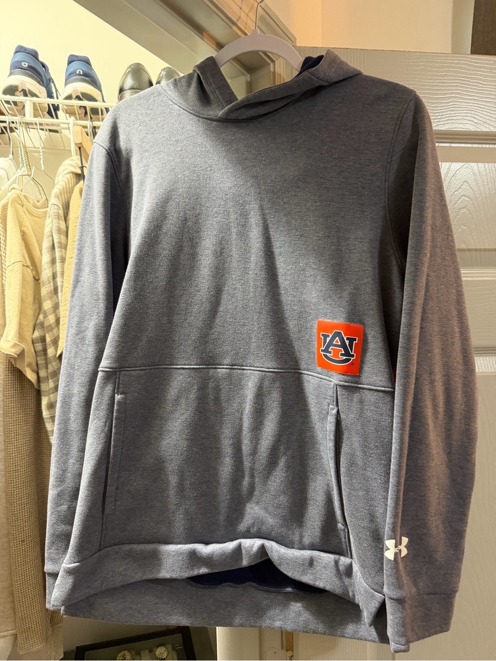 Under Armour Gray Pullover Hoodie with Auburn Logo